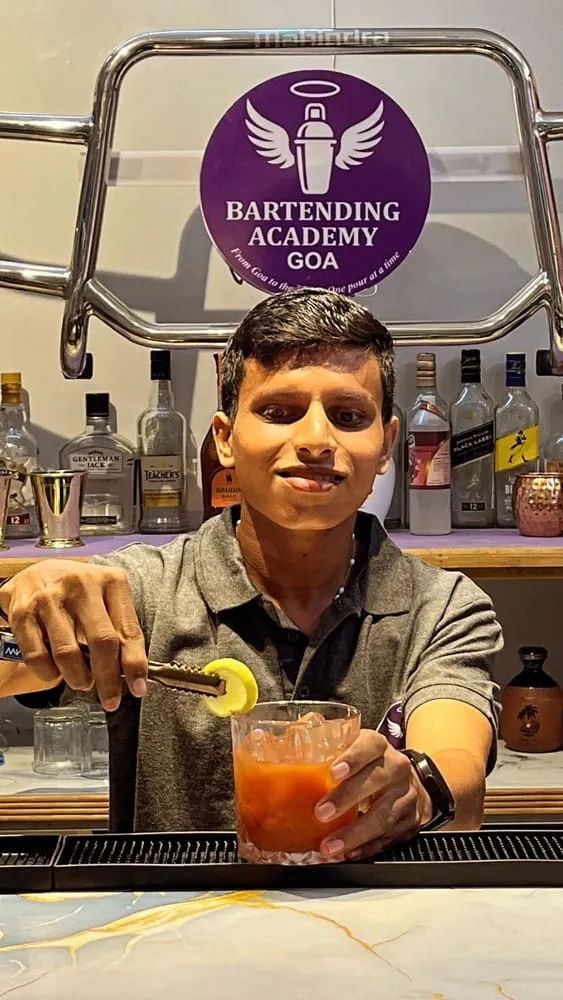 Bartending Academy Goa — student bartending in action