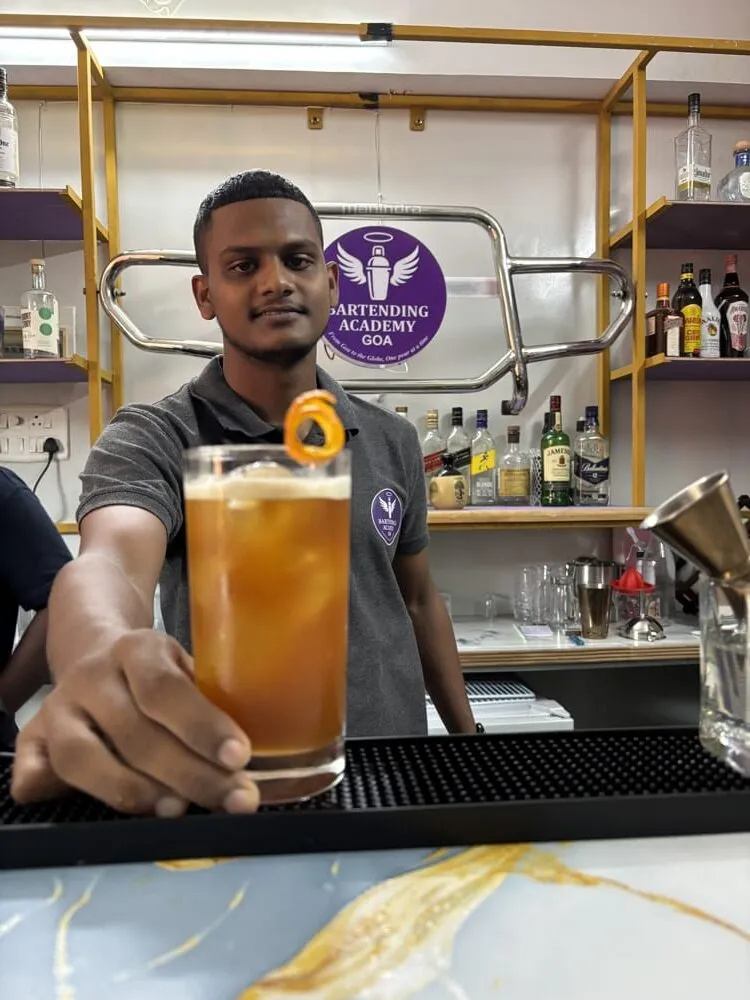 Bartending Academy Goa — student bartending in action
