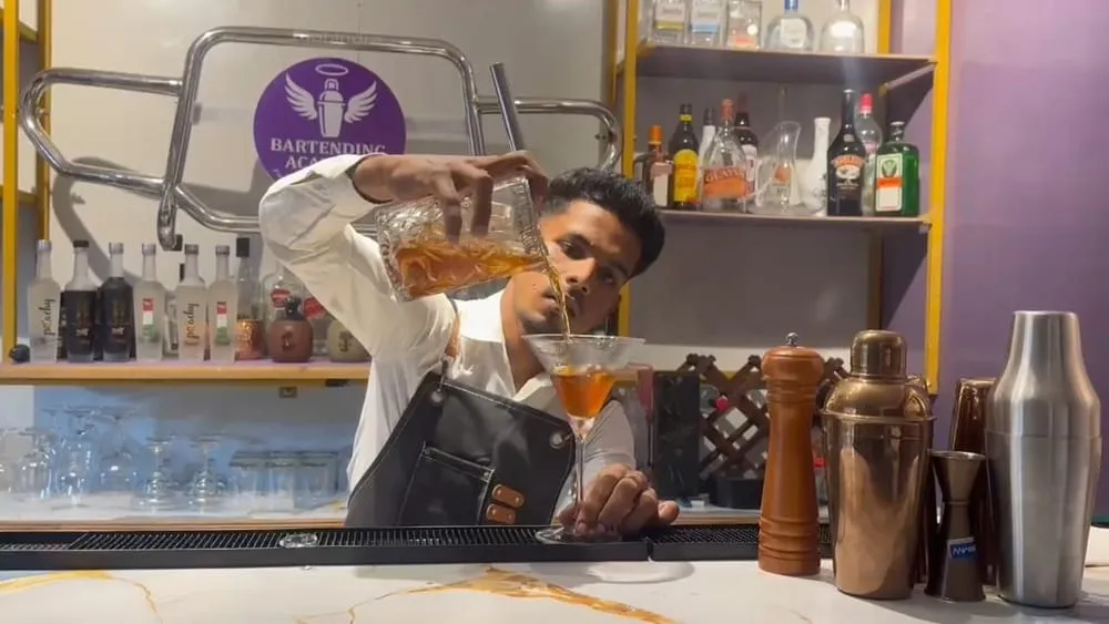 Bartending Academy Goa — student bartending in action